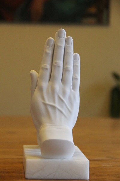 Praying Hands Sculpture Large Religious Marble Statue Alabaster Side